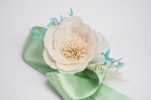 Wood Flower Corsage - Small